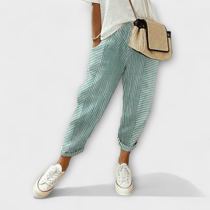Sanne - Pantalones Cómodos de Rayas