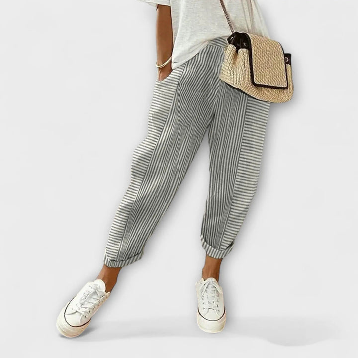 Sanne - Pantalones Cómodos de Rayas