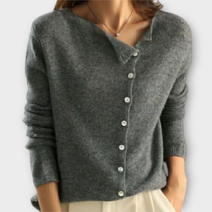 Paige - Cardigan gris cómodo con botones