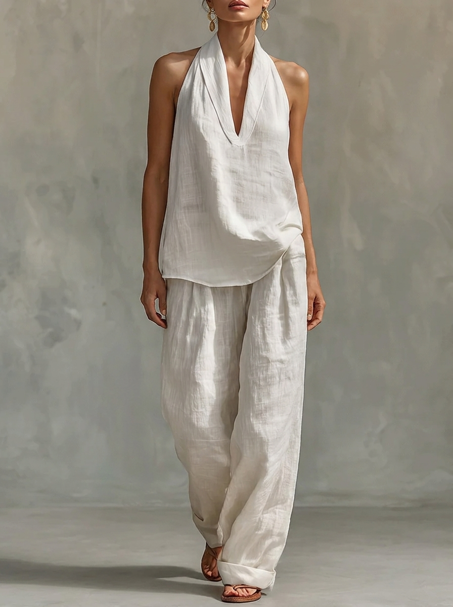 Sarah | Conjunto Sin Mangas – Pantalones Anchos