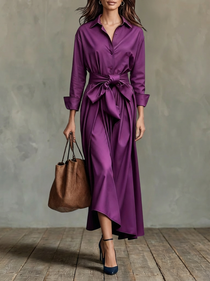 Marise | Elegante Vestido Maxi – Con Detalle de Lazo Romántico