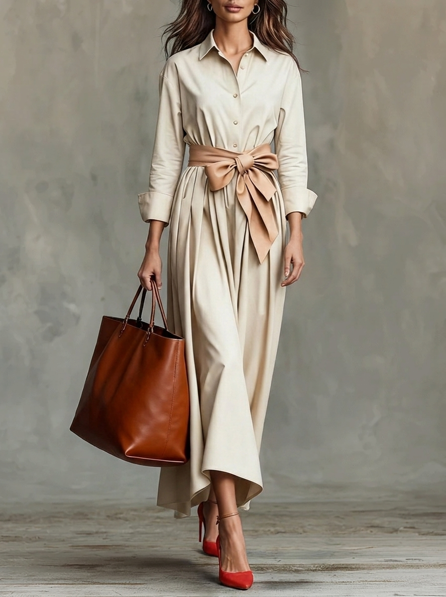 Marise | Elegante Vestido Maxi – Con Detalle de Lazo Romántico