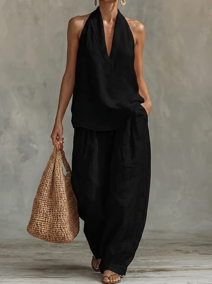 Sarah | Conjunto Sin Mangas – Pantalones Anchos