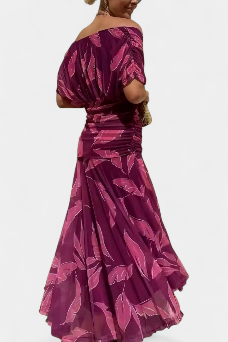 Magda - Vestido largo de flores con escote en V Mujer