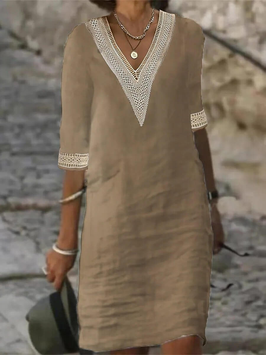 Camila - Vestido casual de algodón y lino