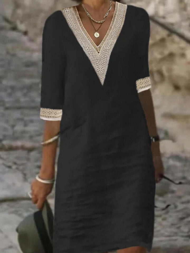 Camila - Vestido casual de algodón y lino