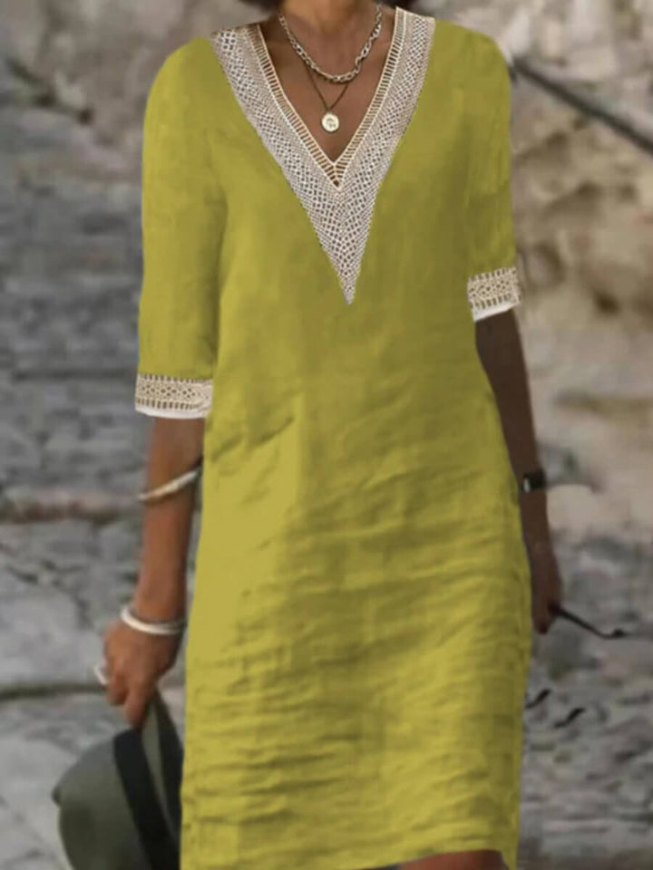 Camila - Vestido casual de algodón y lino