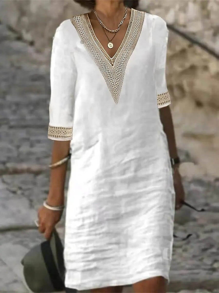 Camila - Vestido casual de algodón y lino