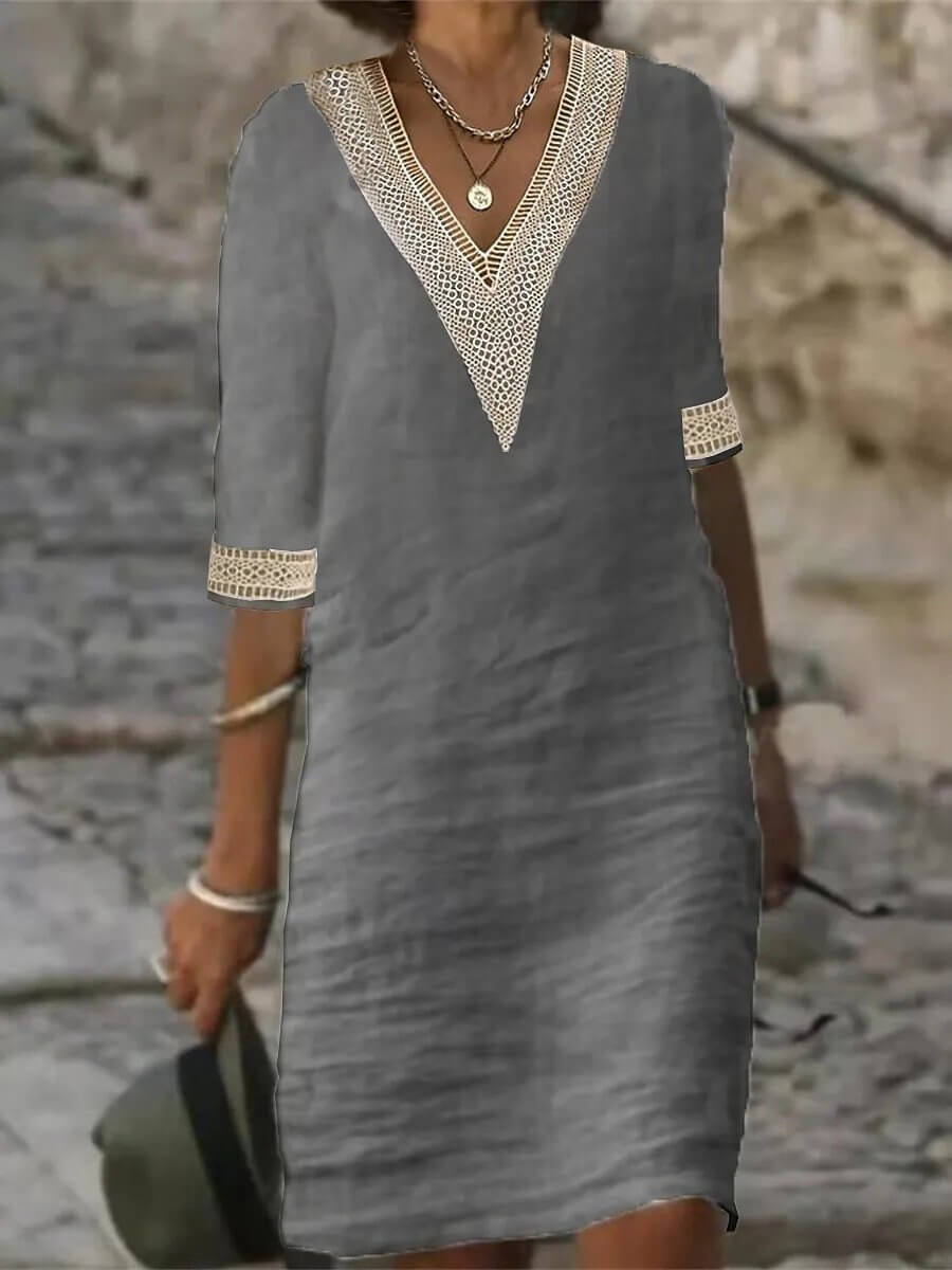 Camila - Vestido casual de algodón y lino