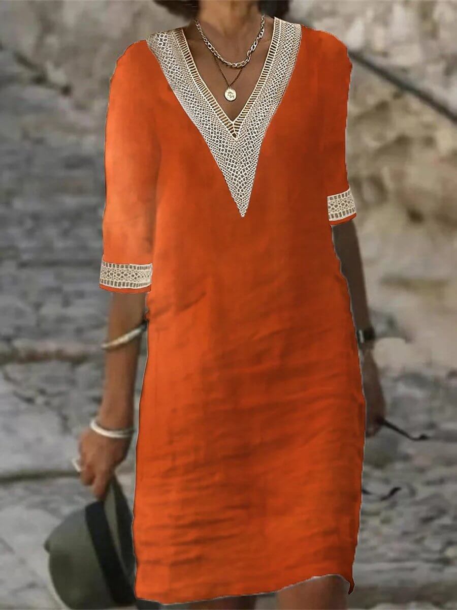 Camila - Vestido casual de algodón y lino