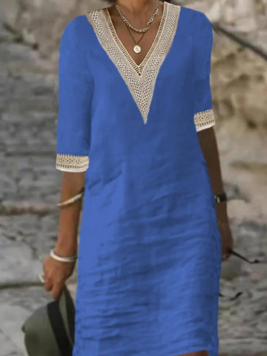 Camila - Vestido casual de algodón y lino