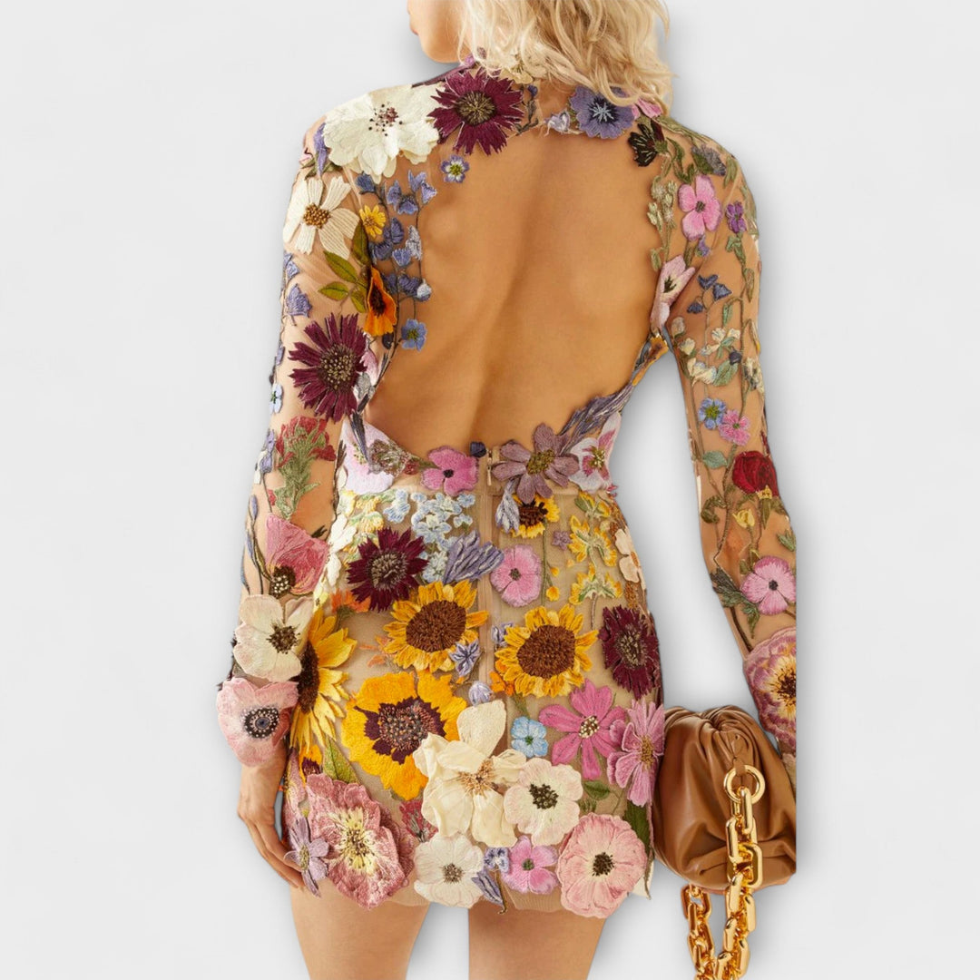 Dolores - Vestido con estampado floral 3D