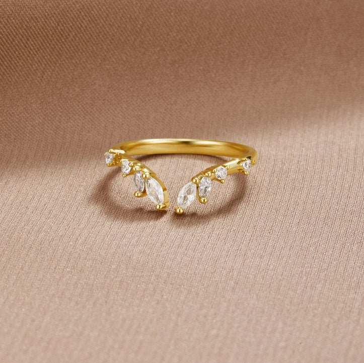 Noelia - Anillo de Vino de Cristal Dorado