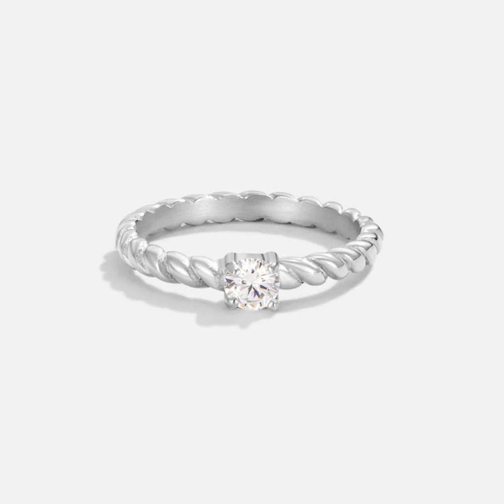 Anillo de Cristal de Plata Retorcido de Milán