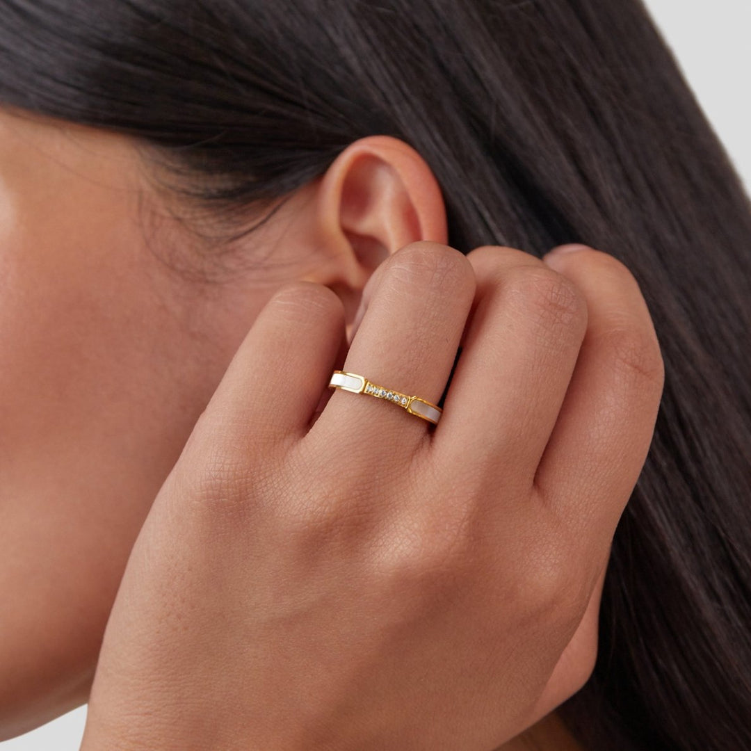 Bibiana - Anillo de Perlas y Cristales