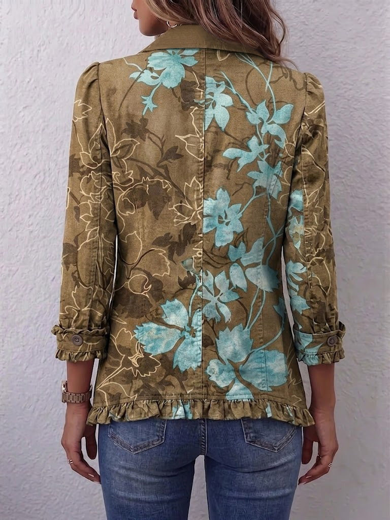 Lily | Chaqueta Boho Vintage de Flores con Volantes