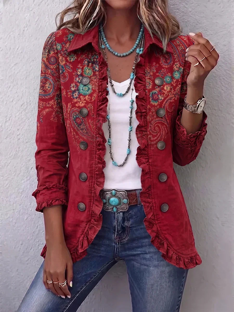 Sophia | Chaqueta Boho de Cachemira con Volantes