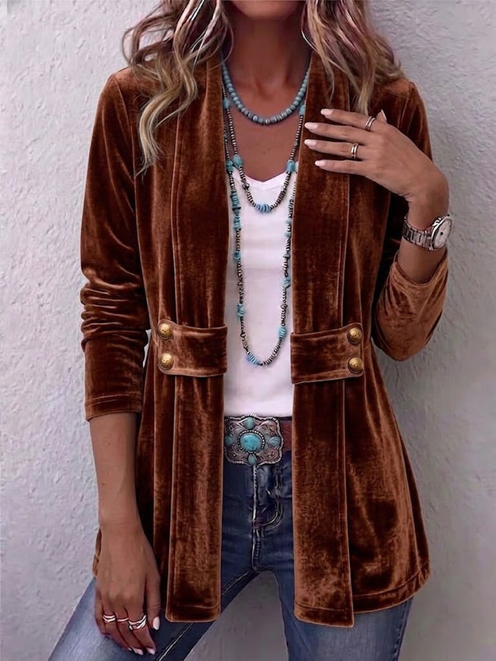 Avery | Chaqueta Vintage Abierta con Solapa y Botones