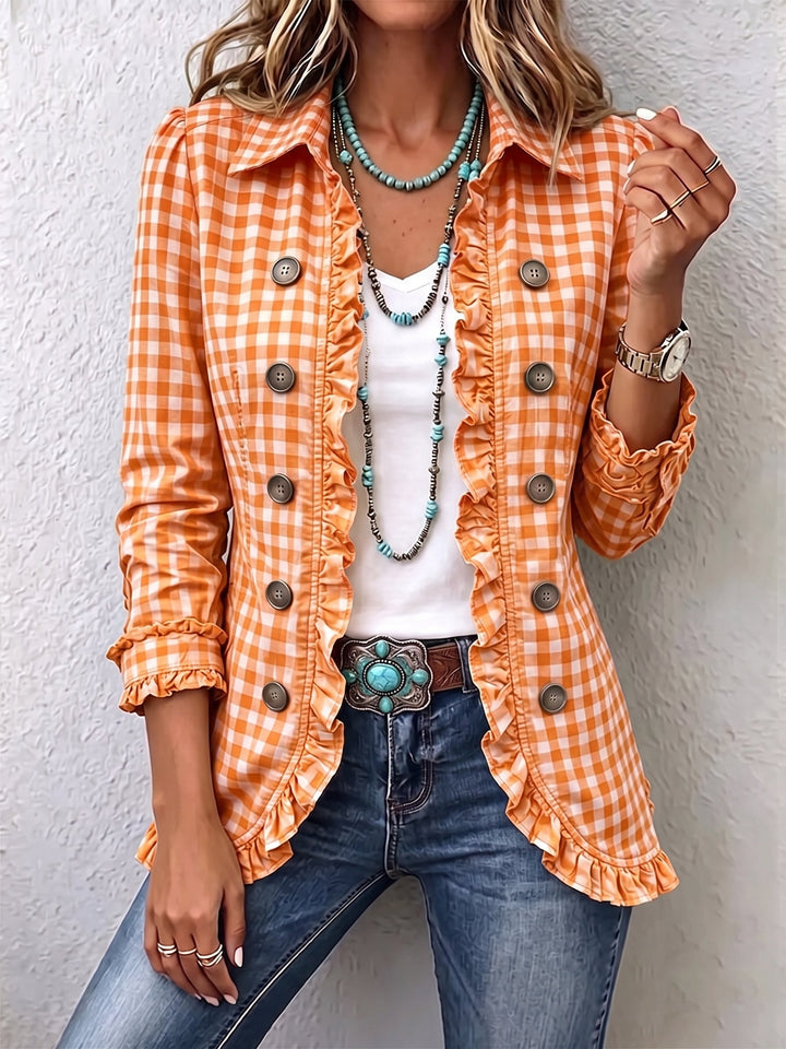 Evelyn | Chaqueta de Cuadros Vichy con Volantes