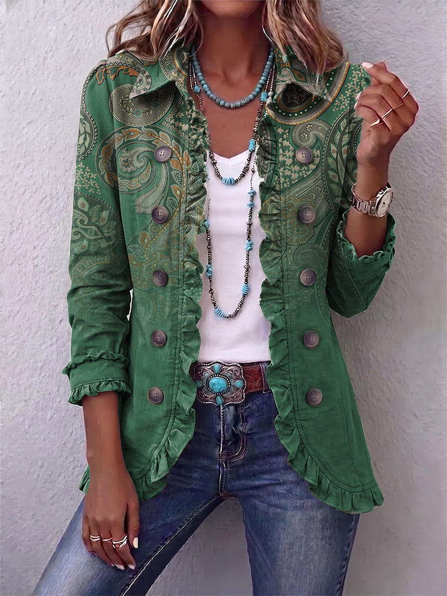 Aria | Chaqueta Boho de Cachemira con Volantes