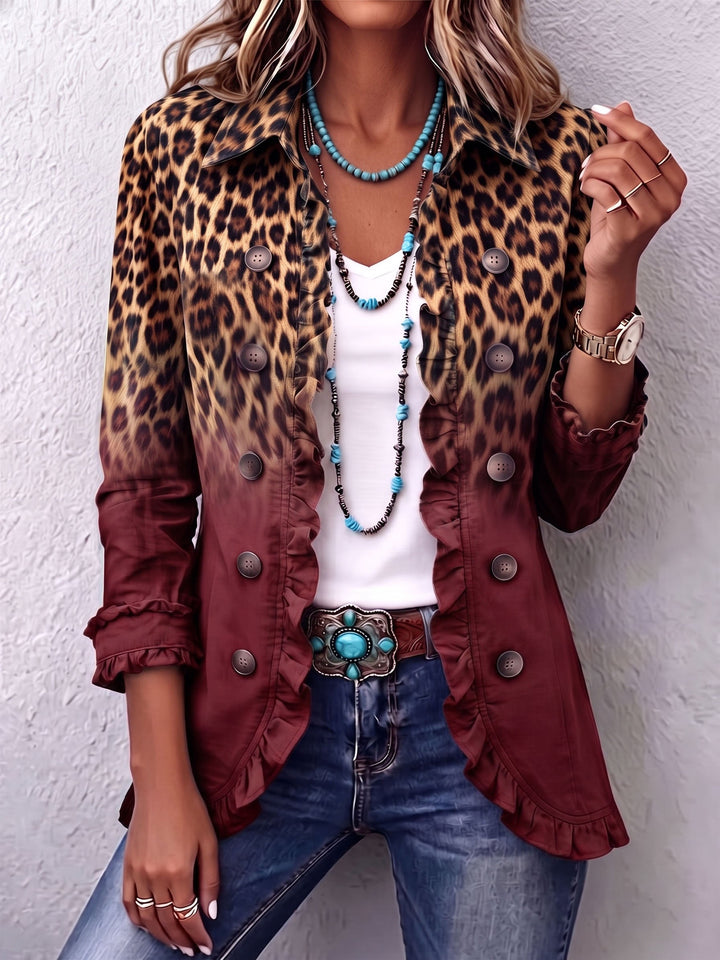 Emma | Blazer de Leopardo Degradado con Volantes