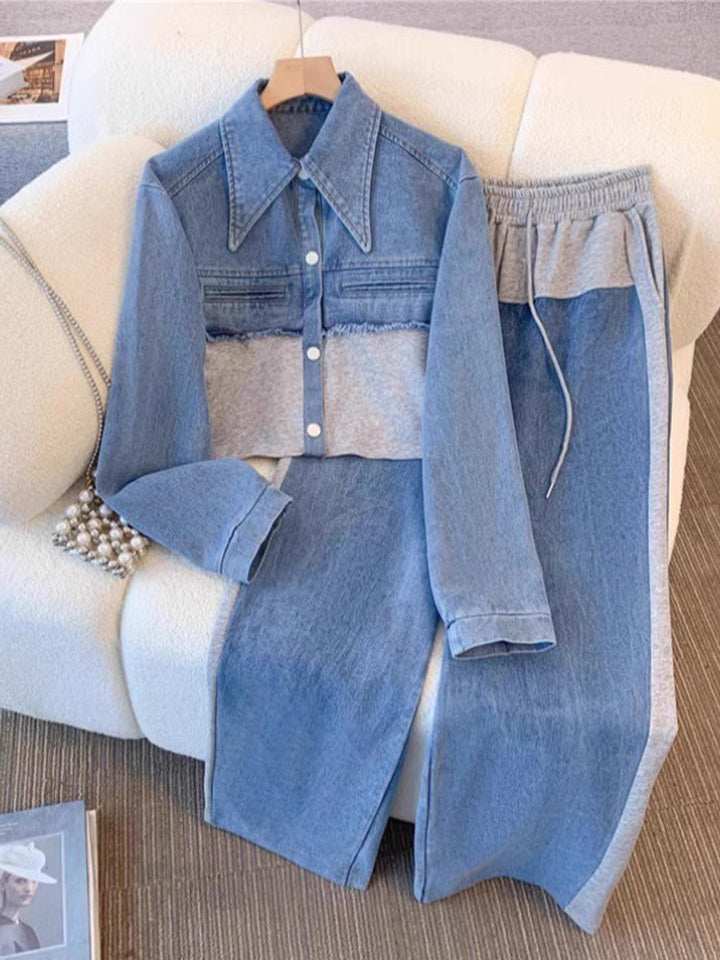 Natalie | Conjunto de Chaqueta Corta Bicolor y Pantalón Ancho