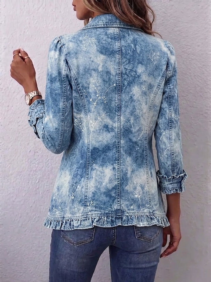 Sofia | Chaqueta Boho con Estampado Botánico Degradado y Volantes