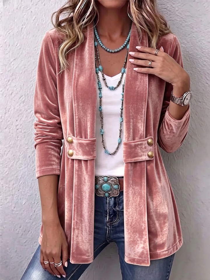 Avery | Chaqueta Vintage Abierta con Solapa y Botones