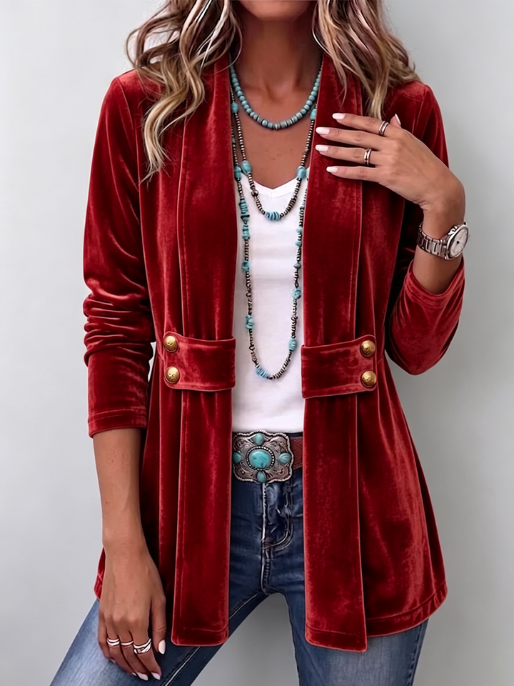 Avery | Chaqueta Vintage Abierta con Solapa y Botones