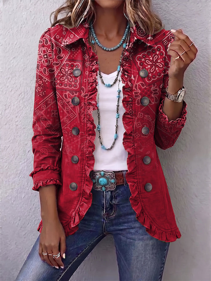 Riley | Chaqueta Boho de Cachemira Degradada con Volantes
