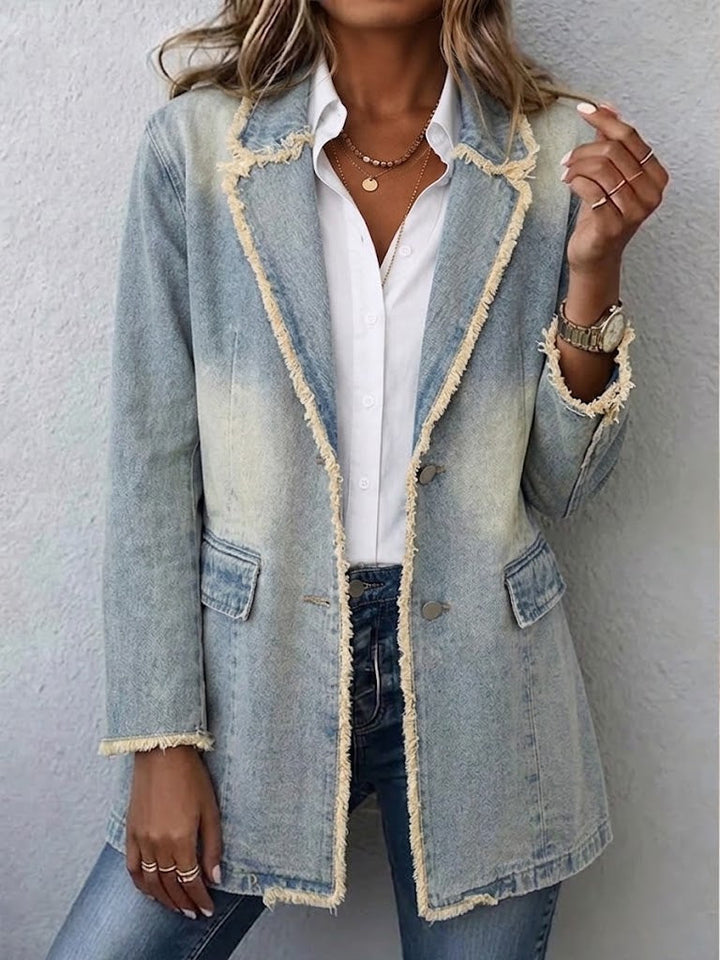 Hannah | Blazer Oversize Vintage con Bordes Deshilachados
