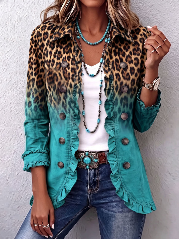 Emma | Blazer de Leopardo Degradado con Volantes