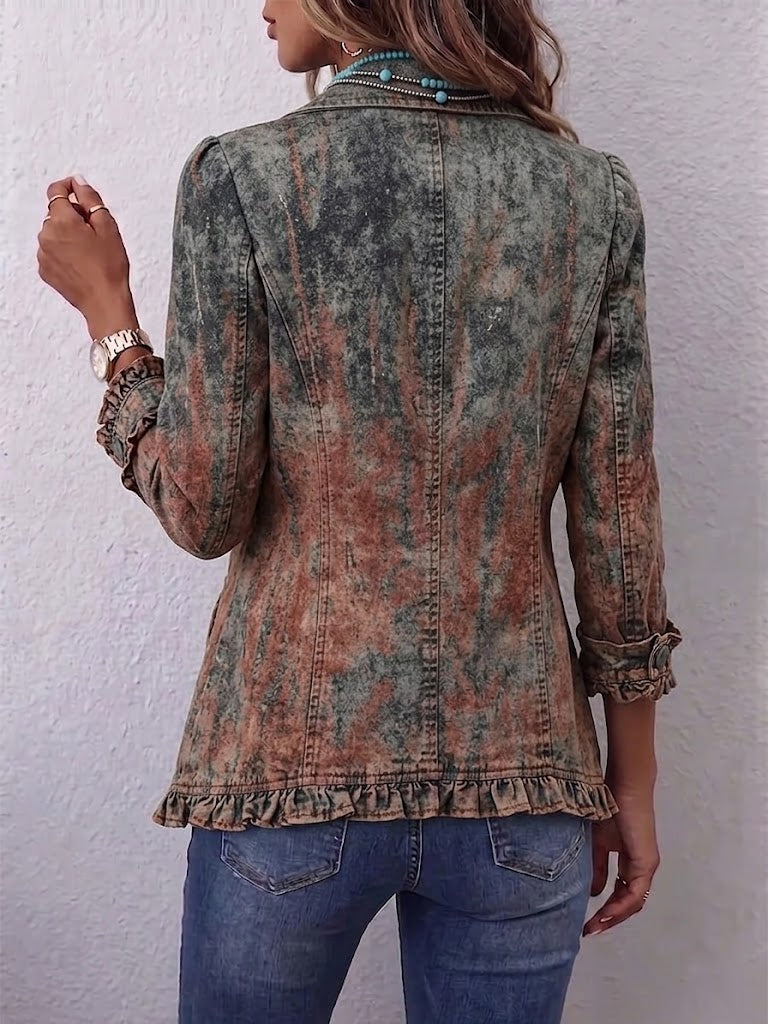 Zoey | Chaqueta Vintage Degradada con Textura y Volantes