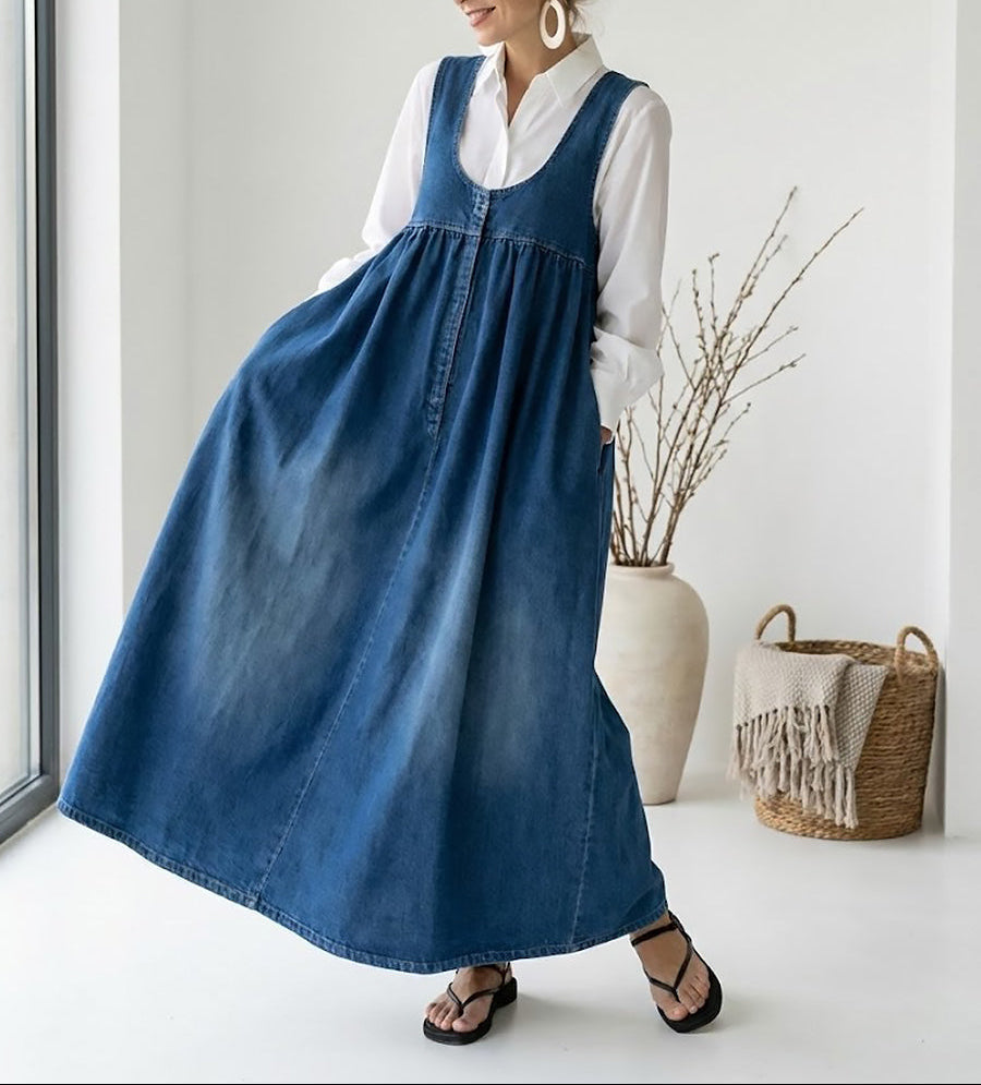 Iva - Vestido Maxi de Denim Vintage | Estilo Parisino