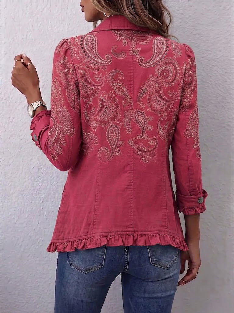 Camila | Chaqueta Vintage de Cachemira con Volantes