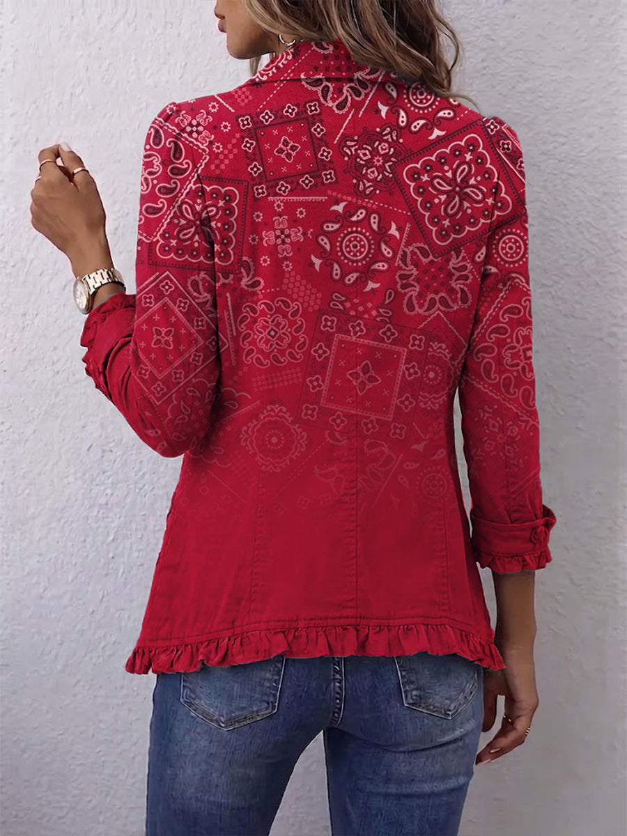 Riley | Chaqueta Boho de Cachemira Degradada con Volantes