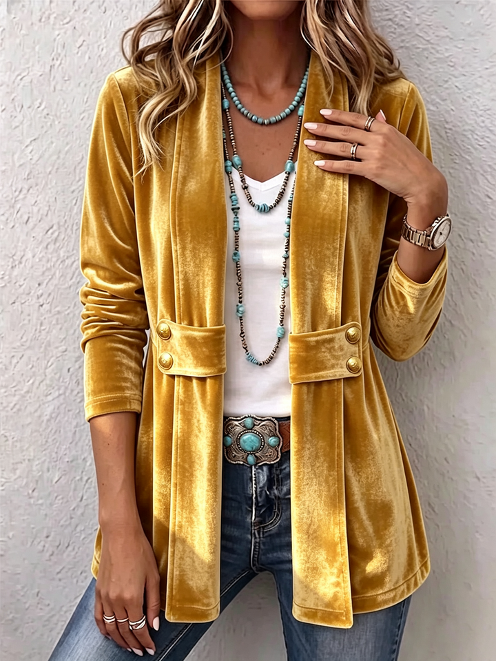 Avery | Chaqueta Vintage Abierta con Solapa y Botones