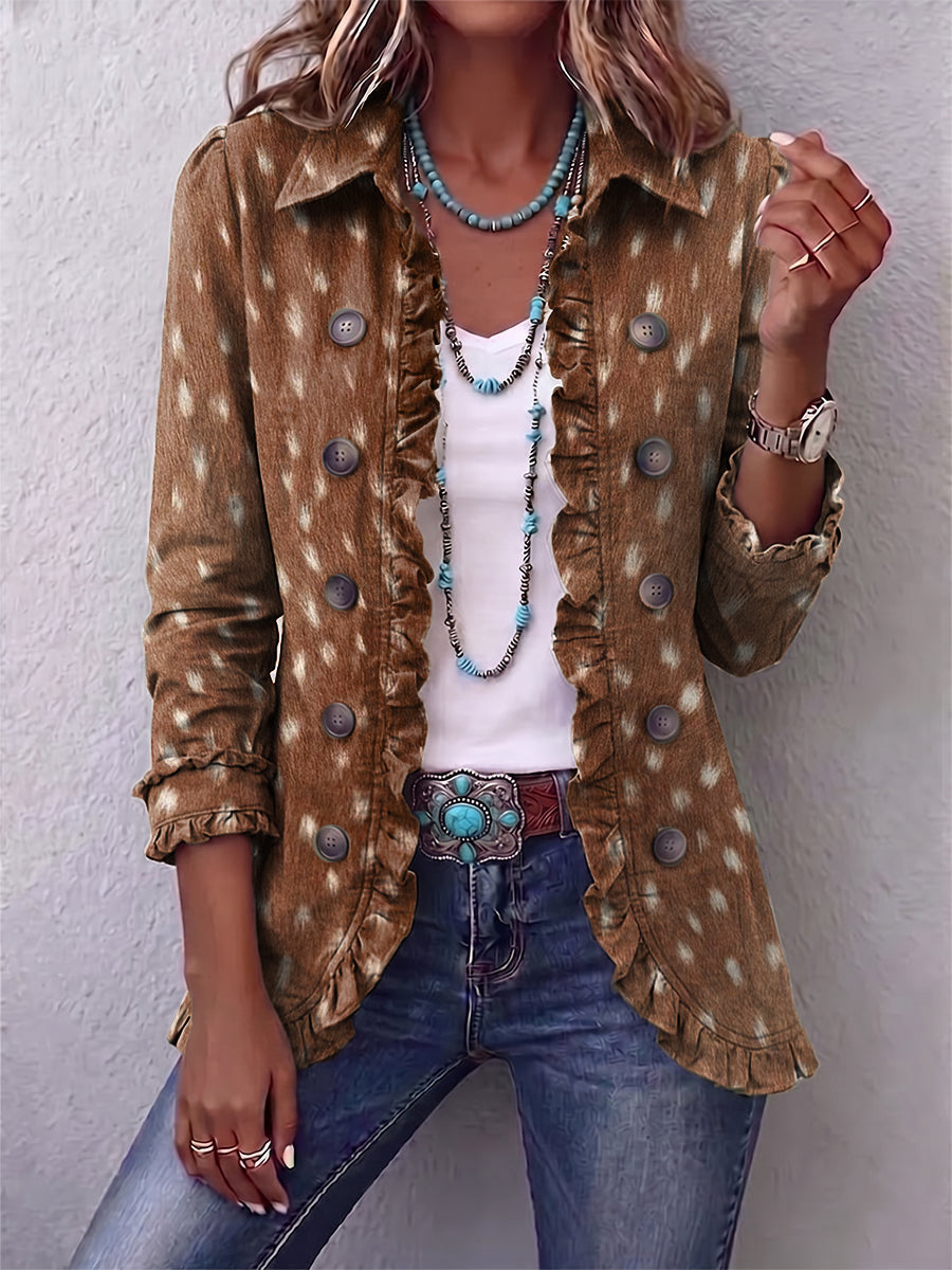 Layla | Chaqueta Boho con Estampado Animal y Volantes