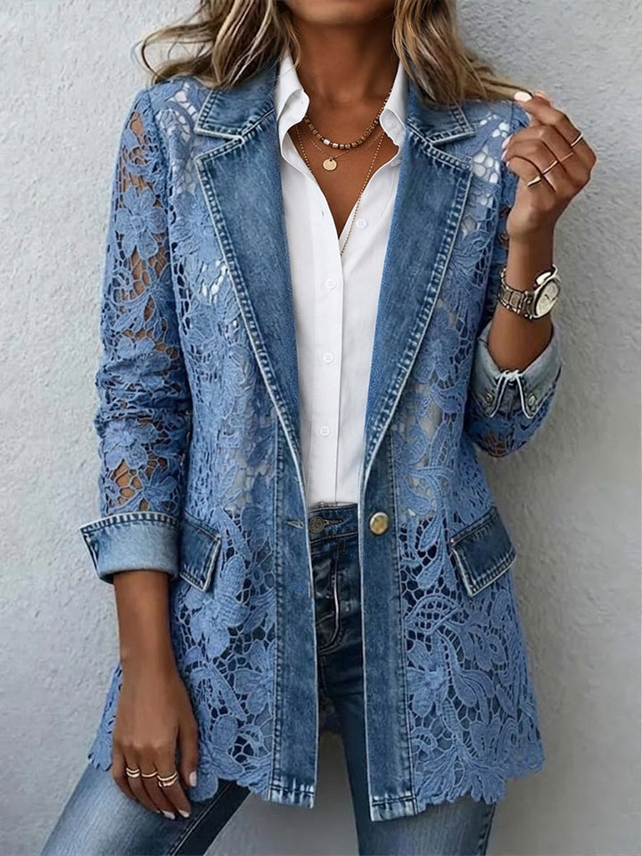 Harper | Blazer con Paneles de Encaje Floral