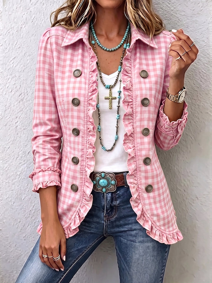 Evelyn | Chaqueta de Cuadros Vichy con Volantes