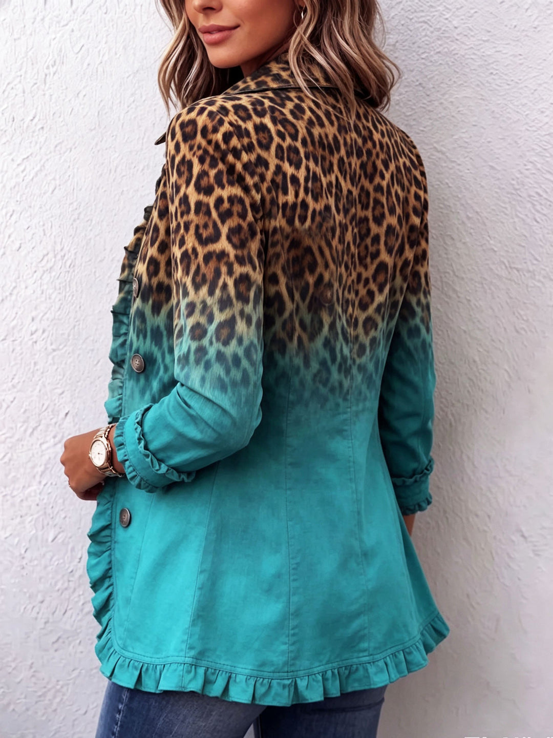Emma | Blazer de Leopardo Degradado con Volantes