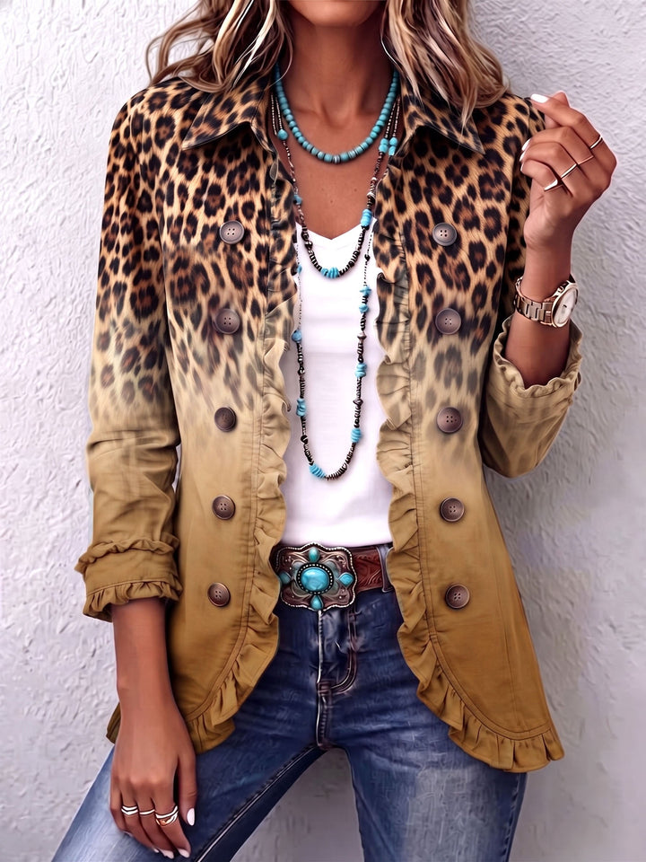 Emma | Blazer de Leopardo Degradado con Volantes