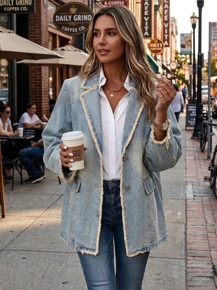 Hannah | Blazer Oversize Vintage con Bordes Deshilachados