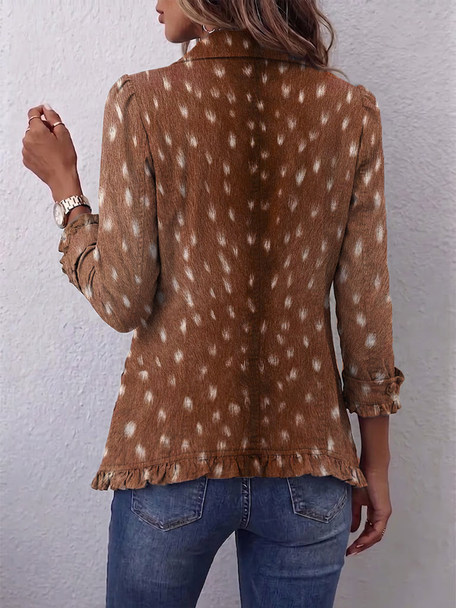 Layla | Chaqueta Boho con Estampado Animal y Volantes