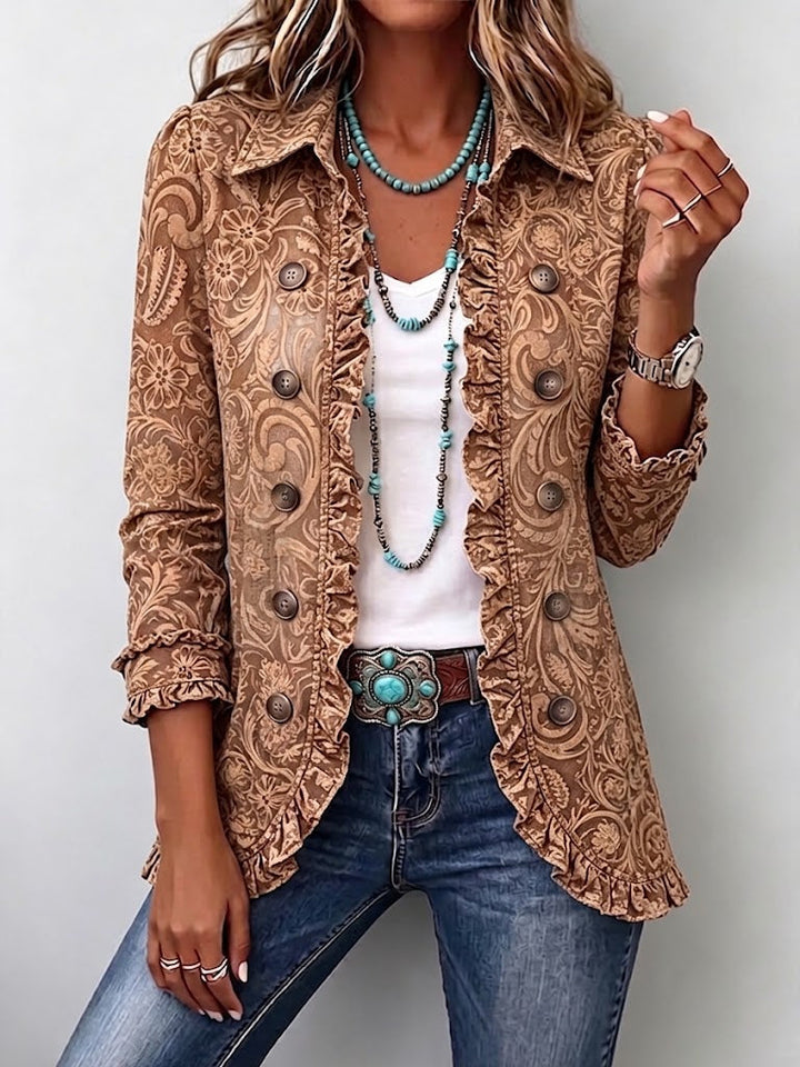 Madison | Chaqueta Boho Vintage de Flores con Volantes
