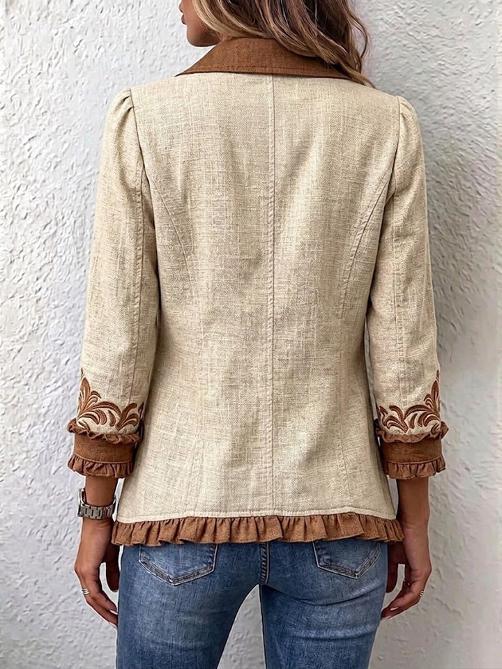 Scarlett | Chaqueta Boho Vintage de Flores con Volantes