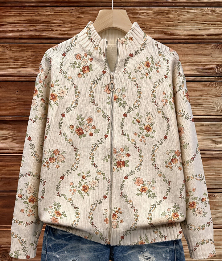 Perséfone - Motivo floral delicado sobre crema