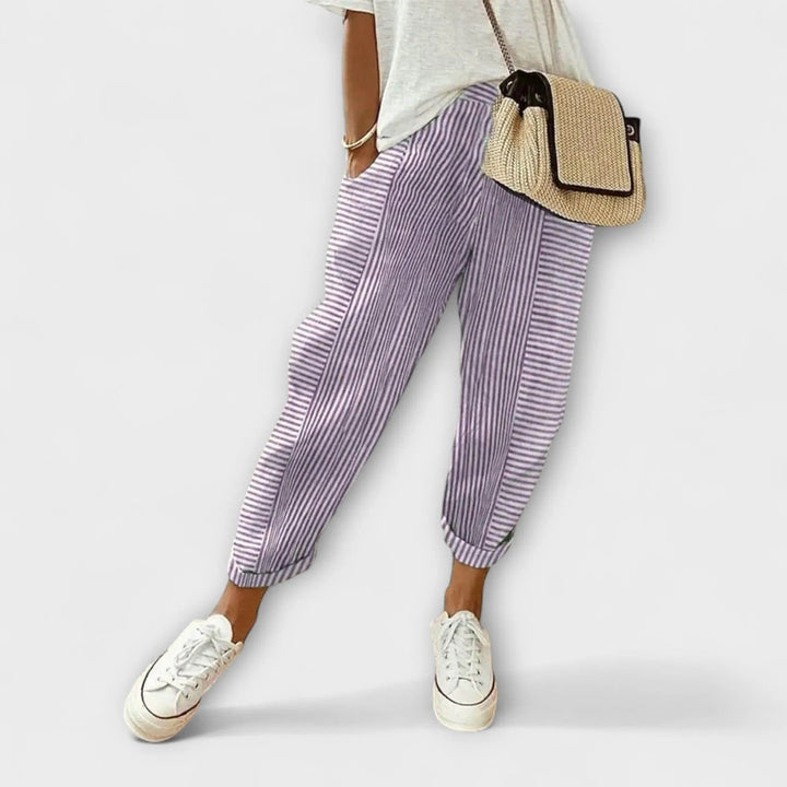 Sanne - Pantalones Cómodos de Rayas