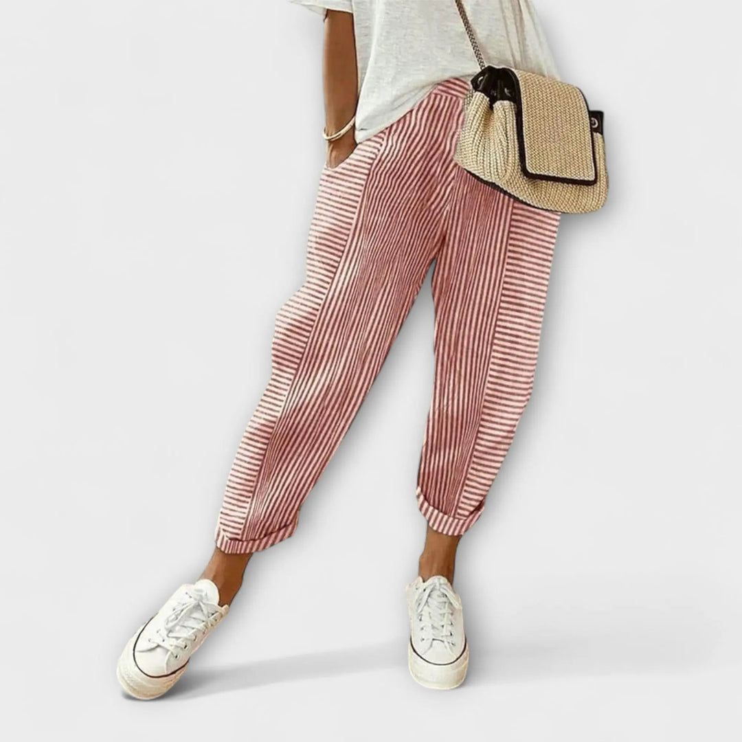 Sanne - Pantalones Cómodos de Rayas