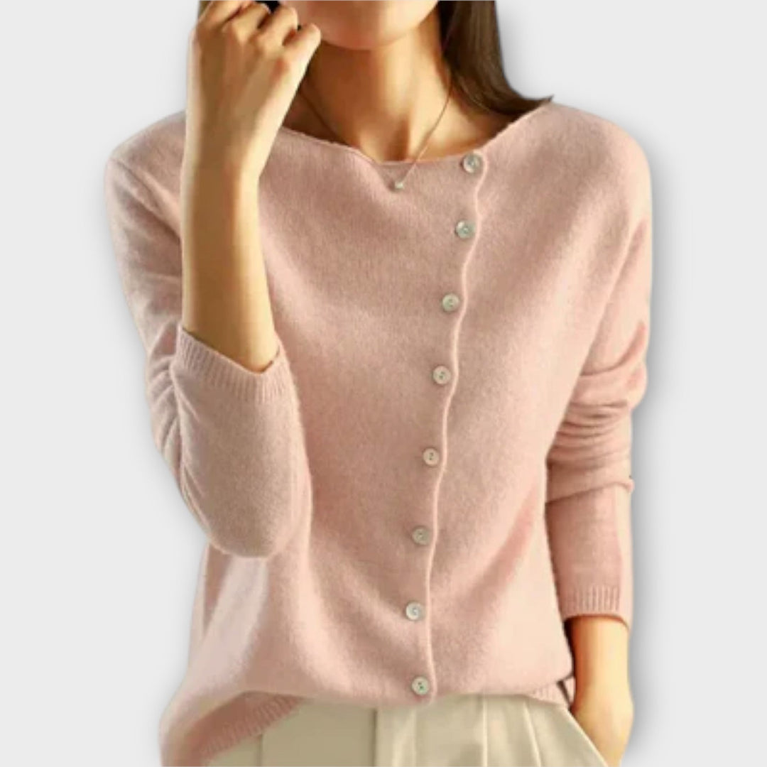 Paige - Cardigan gris cómodo con botones